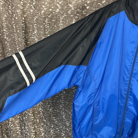 Vintage Wilson Tennis Golf Rain Windbreaker Coat Blue‎ Black Zip Up - Picture 6 of 9